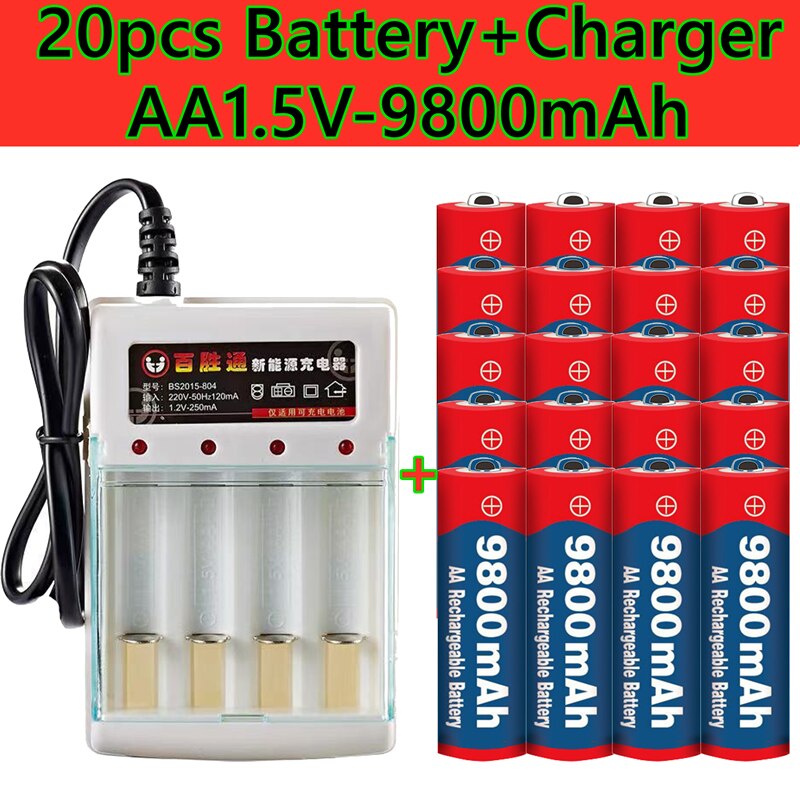 Aa batteri 9800 mah 1.5v genopladeligt batteri aa er velegnet til fjernbetjent vækkeur med opladersalg