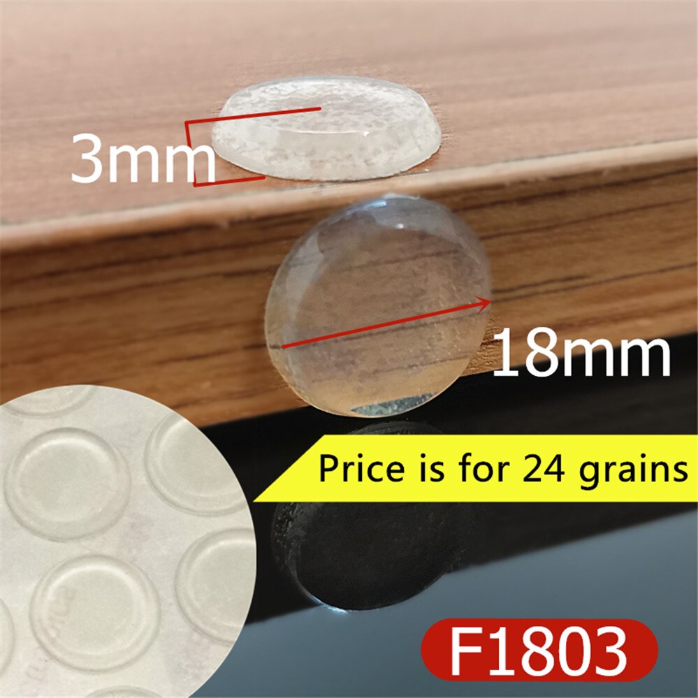 Vários Tamanhos de Porta de Armário Amortecedor amortecedor de silicone auto-adesivo pad com o ponto saliente para cozinha armário gaveta parar: F1803 x 24 Grains