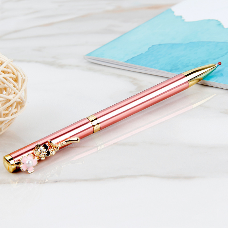 1 Piece Pearl Flower Metal Ballpoint Pen Stationery