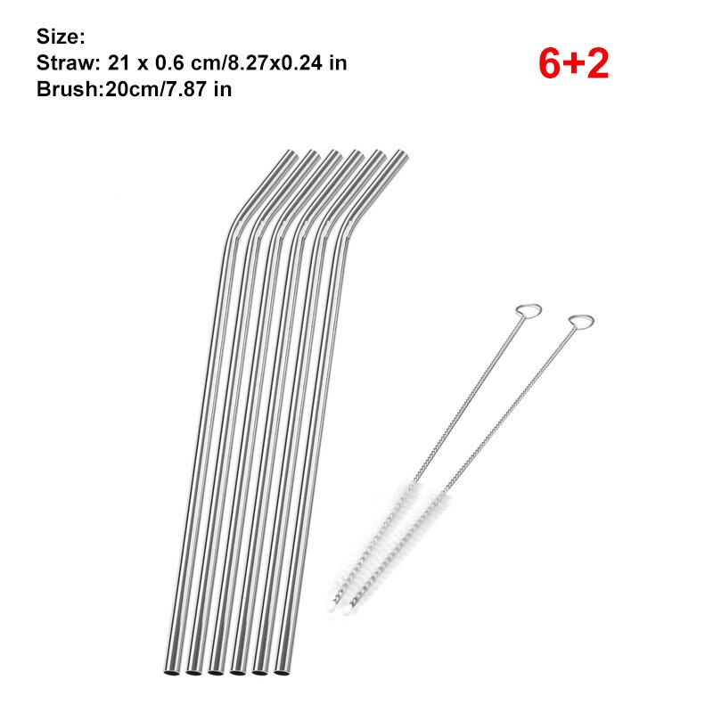 Pailles en métal réutilisables, 1, 4, 6, 8 pièces, en acier inoxydable, avec brosse de nettoyage, accessoires pour tasses et bars: 23
