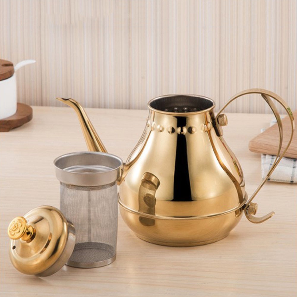 1.2/1.8l rustfritt stål langmunn tekanne kaffekanne vannkoker med tebladinfuser filter kaffetrakter stor kapasitet tekanne
