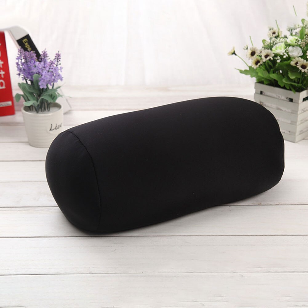 Sofa Sleep Microbead Neck Back Roll Cushion Travel Bed Roll Throw Pillow: Black