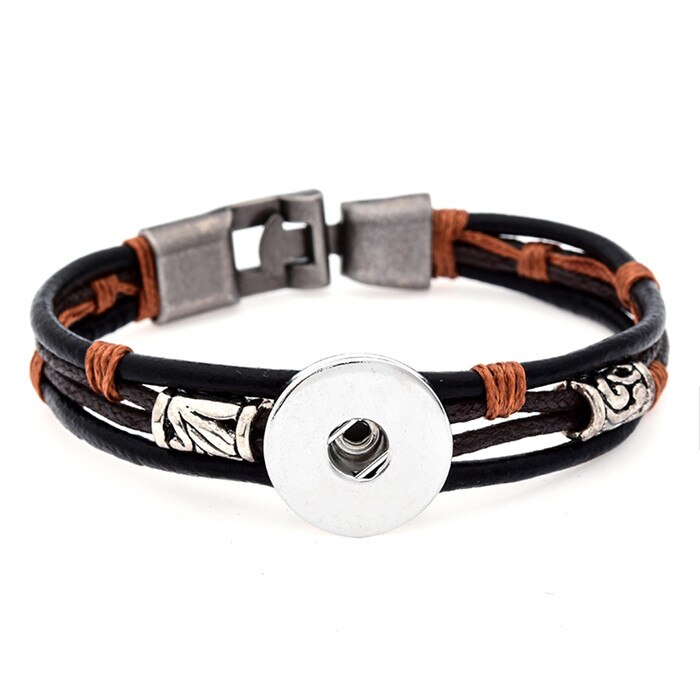 Mode SE0080 Eenvoudige Nationale Stijl Vintage Leather Snap Armband Fit 18Mm Snap Knoppen Sieraden: B