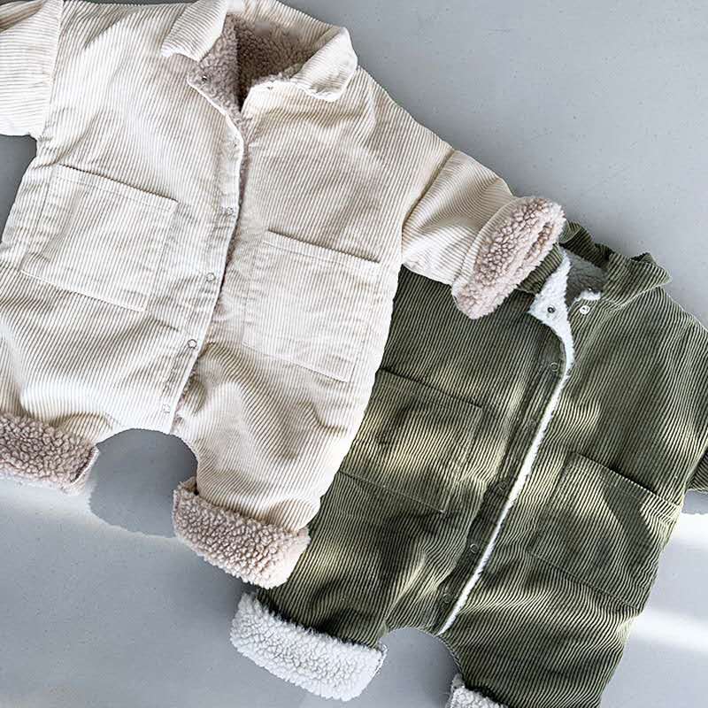 Winter Boys and Girls Regular Korean Style Cotton Kids Romper Single-Breasted Pockets to Keep Warm Fashionable