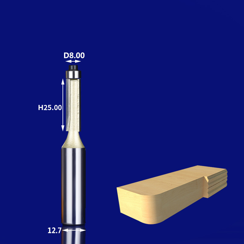 1 PCS, CNC houtbewerking router bit, Trimmen frees, hout, MDF, 2 fluiten rechte frees, trimmer graveren bit, multiplex: 12.7x8x25