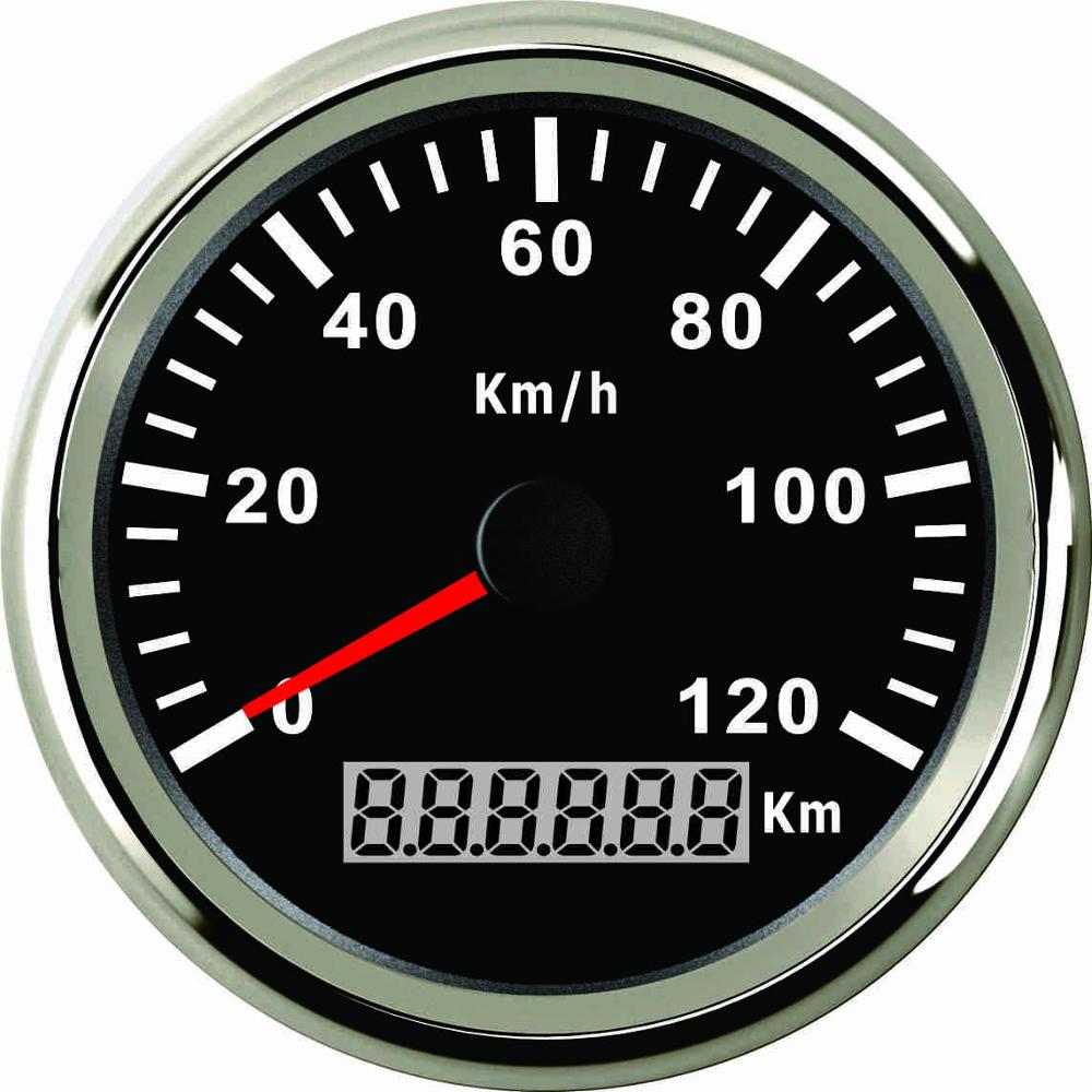 Waterdichte Gps Snelheidsmeter Gauge 0-120 Km/h Snelheid Voor Auto Vrachtwagen Motorfiets 85Mm 12V 24V met Rode Backlight: BS