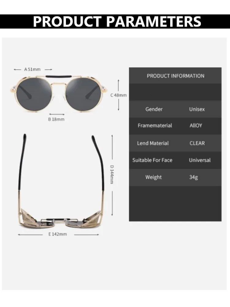 Trendy Retro Steampunk Sunglasses Men Brand Round Steam Punk Alloy Sun Glasses Goggle For Women UV400 Gafas de Sol