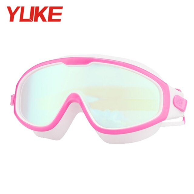 Big frame Adjustable kids swim Goggles Swimming Glasses Anti-Fog UV Protect Children Waterproof Silicone Mirrored Swim Eyewear: pink