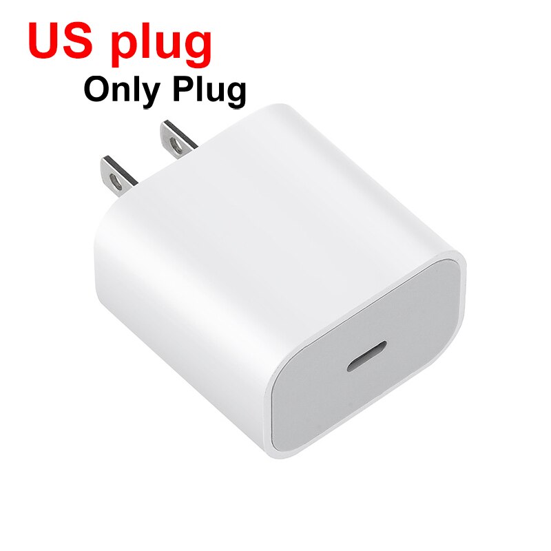 20W PD For Iphone 12 USB-C C2L Cable Power Adapter Charger UK/US/EU Plug Smart Phone Fast Charger for iPhone 12/X/8: Us plug