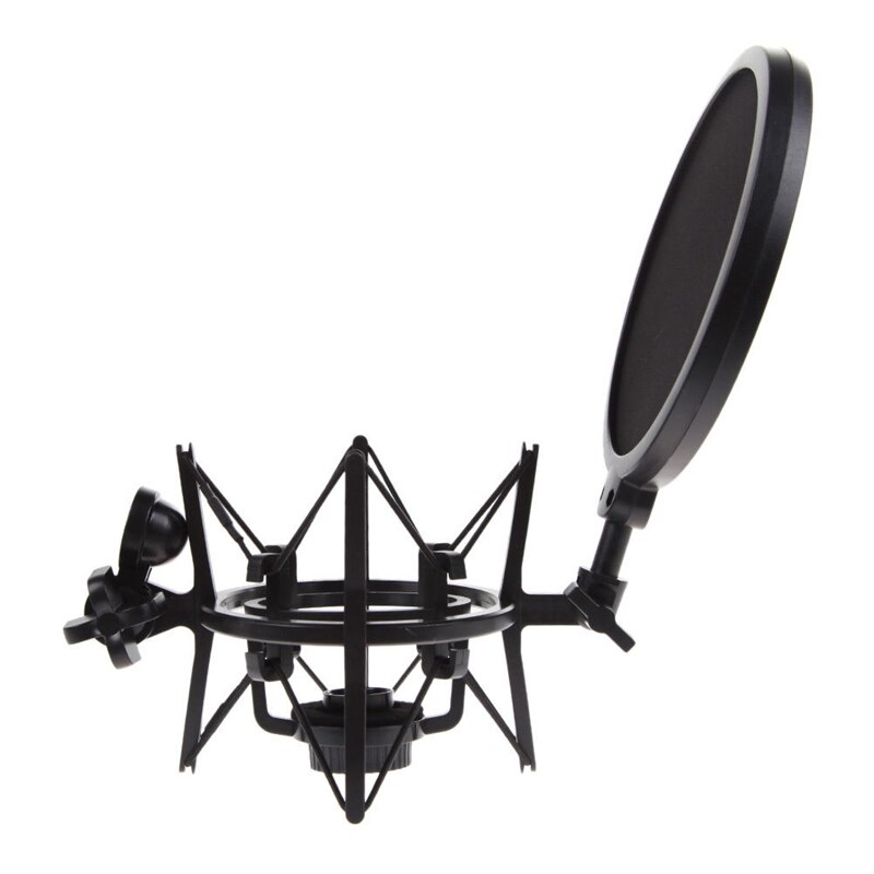 Microphone Mic Shock Mount with Shield Articulating Head Holder Stand Bracket for Studio Broadcast