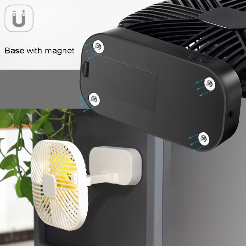 Universal Magnetic Mini Fan USB or 4x AA Battery Powered Desk Fan with 3 Speed Timing Function Personal Fans for Camping Office