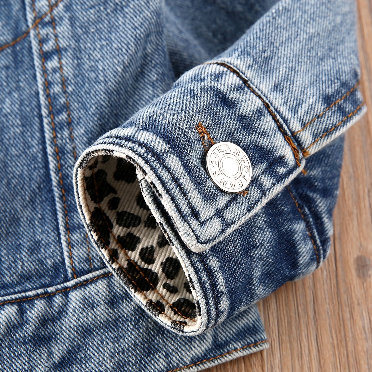 Newest Toddler Kid Children Girls Long-Sleeved Denim Leopard Turn-down Collar Jackets Baby Denim Coat Outerwear