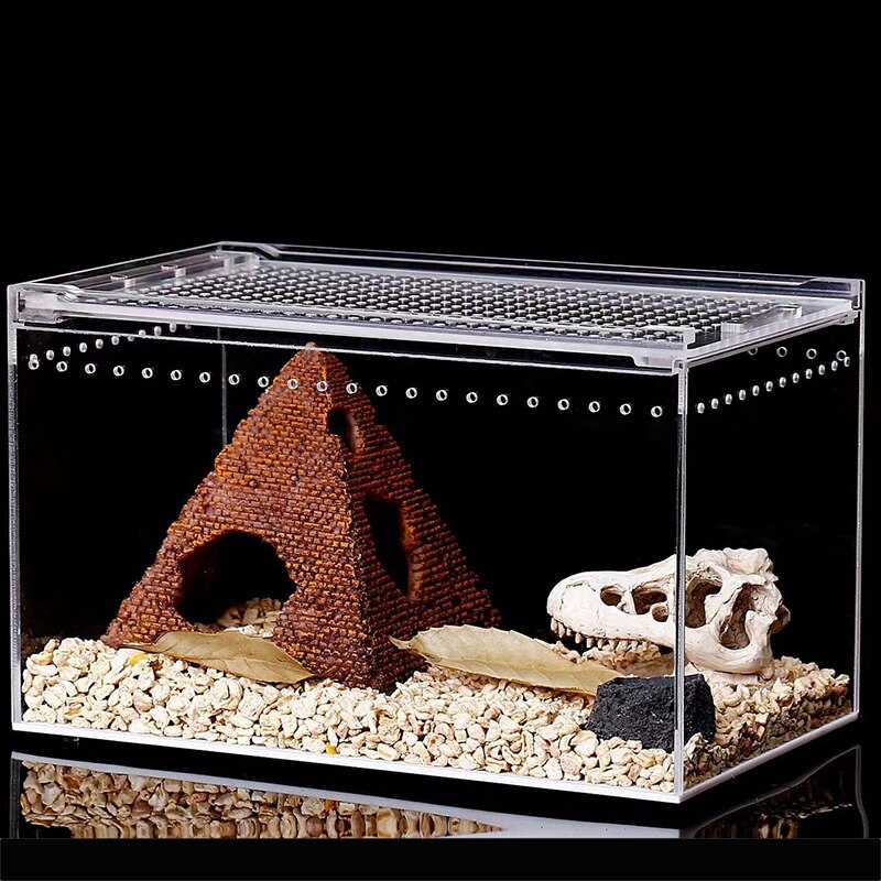 Reptile Breeding Box Large Acrylic Transparent Sliding Cover Reptile Tank Insect Spider Tortoise Lizard Feeding Box Terrarium
