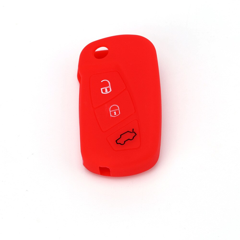 3 Buttons Silicone Car Key Case for Ford KA MK2 Aftermarket Folding Keychain Holder Remote Control Fob Protector Cover: Red