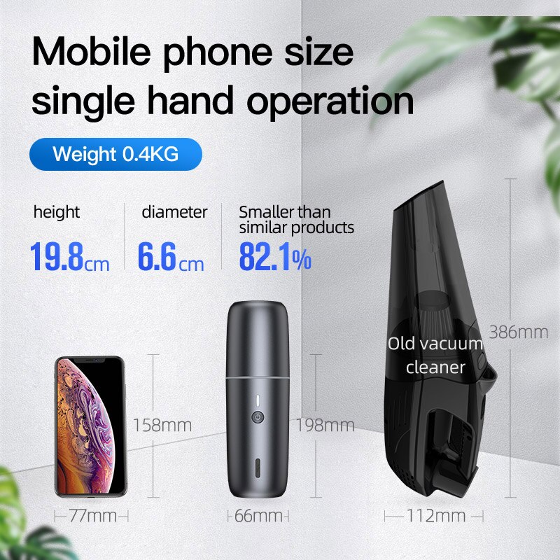 TIOODRE 5000mA Car Vacuum Cleaner Wireless Handheld Auto Vacuum Cleaner Robot For Car Interior Home Computer Cleaning Portable