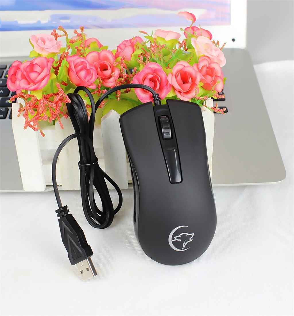 Low Noise Wired 2400DPI Optical USB Ergonomic Mouse Portable Ergonomic Computer Silent PC Laptop Mouse