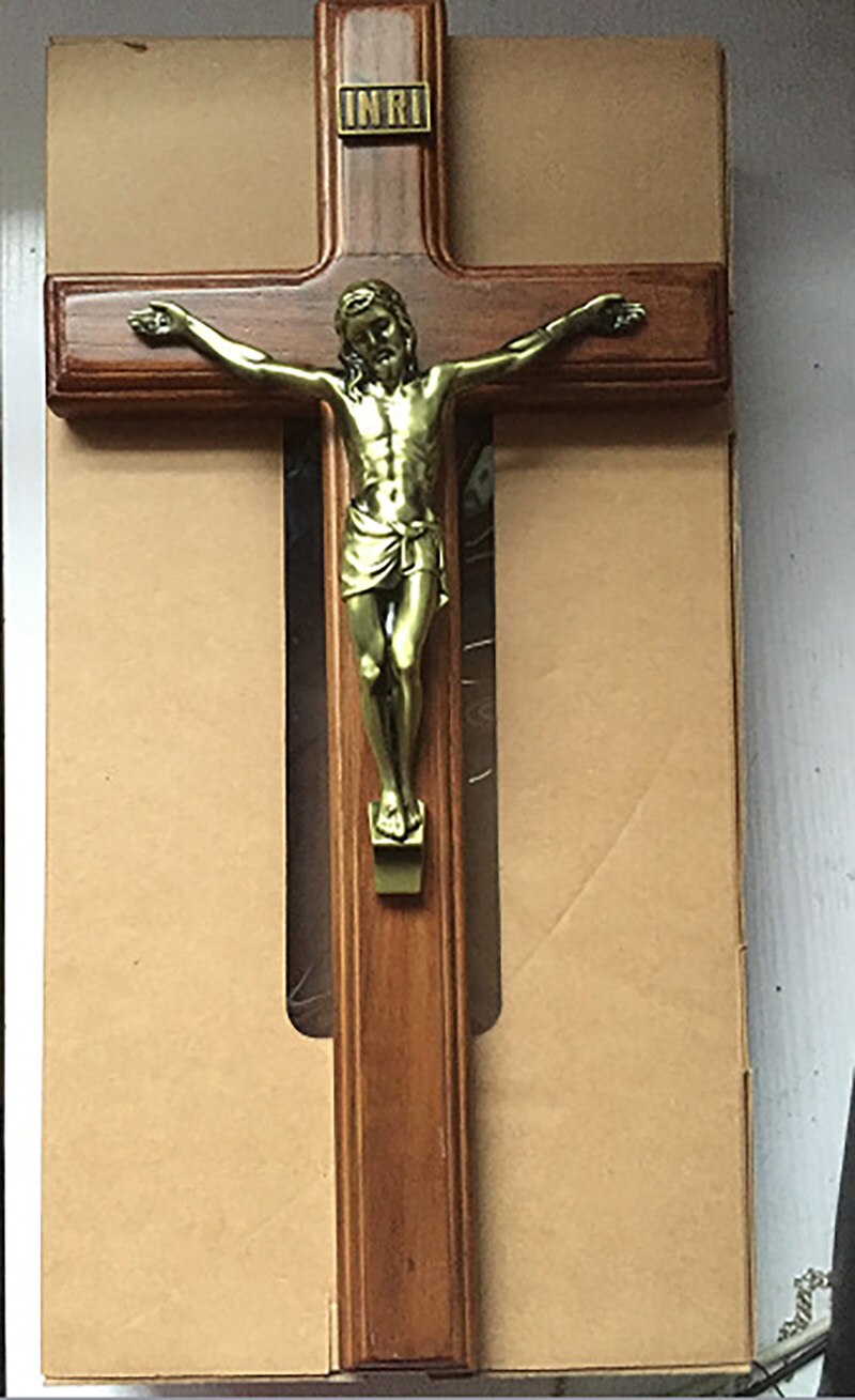 Katholieke Heilige Kruisbeeld Christelijke Jezus Keramische Ornamenten Bijbel Home Decor Cross God Figuur Standbeeld Doop Souvenir