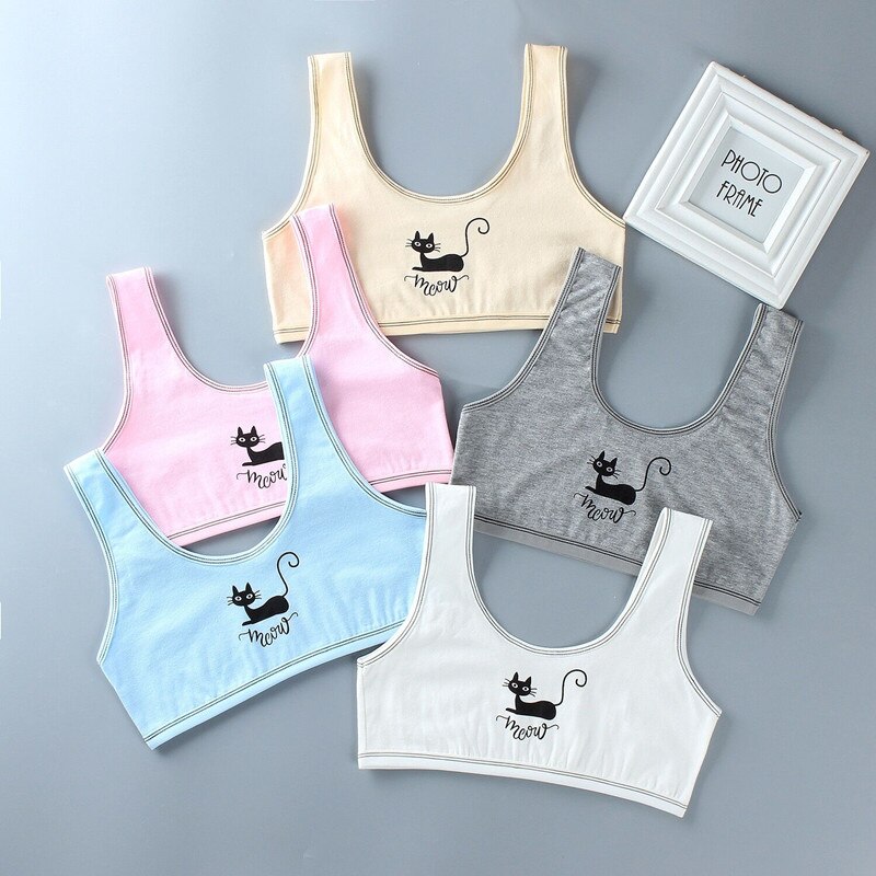 5Pc reggiseno per ragazza Teen Crop Top intimo gilet a spalle scoperte reggiseni per allenamento sportivo lettera Streetwear Tube Top 8-14 anni: MULTI