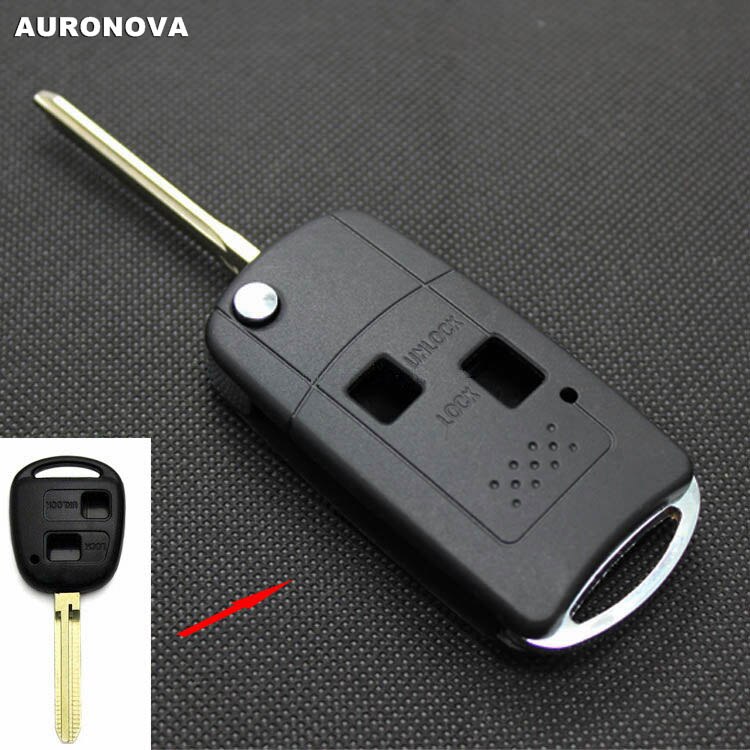 AURONOVA Upgrade Flip Folding Key Shell for Toyota Camry Prado Land Cruiser 2 Buttons Modified Remote Car Key Case