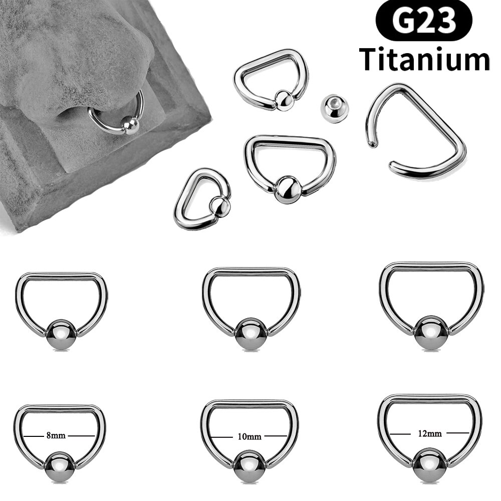 1Pcs G23 Titanium D Vorm Captive Bead Ring Oor Hoop Nose Ring Loop Oor Tragus Cartilalge Piercing Ring Lichaam sieraden Oorbel 16G: 1.6x12x4mm