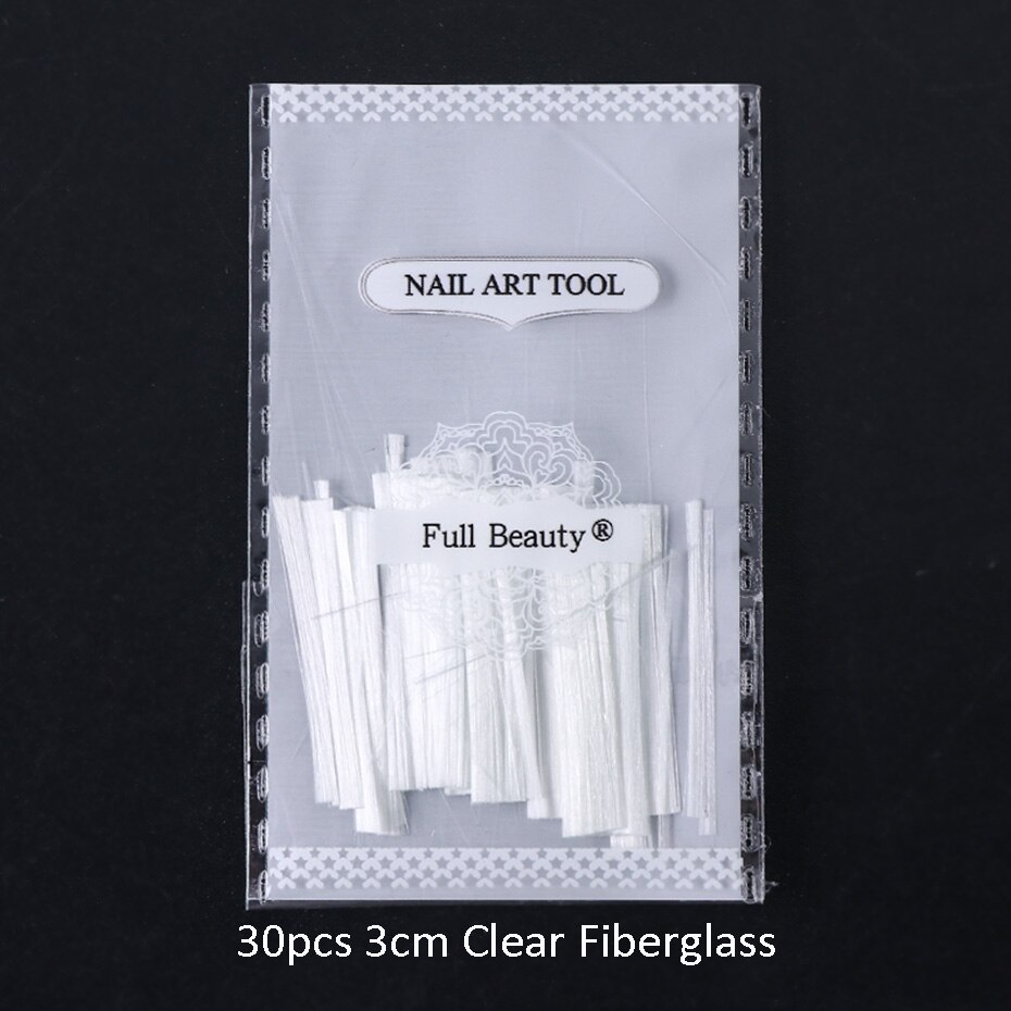 1m/2m/5m Nail Art Fiberglass For Nail Extension Building Clear Nails Fibernails Silk Acrylic Tips With Scraper Manicure SA1578: 3cm Clear 30pc
