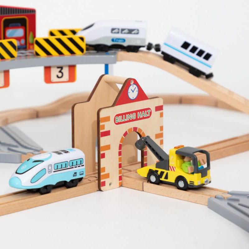 Houten Trein Station Auto Garage Speelgoed Beuken Houten Track Railway Bridge Fit Biro Alle Merken Houten Spoor Speelgoed Voor Kinderen
