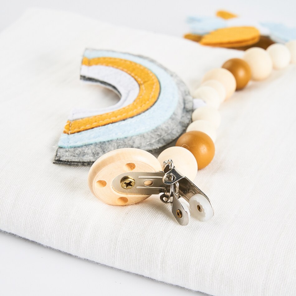 Kangobaby #mitt mjuka liv# söt barnvagn leksak lotusträ bitring med muslin swaddle filt baby armband