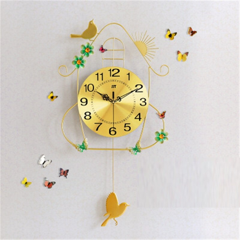 Pendulum Light in the Dark Wall Clock Modern Living Room Luminous Bird Metal 3D DIY Stickers Pared Con Pendulo Home Decor: Stickers colorful