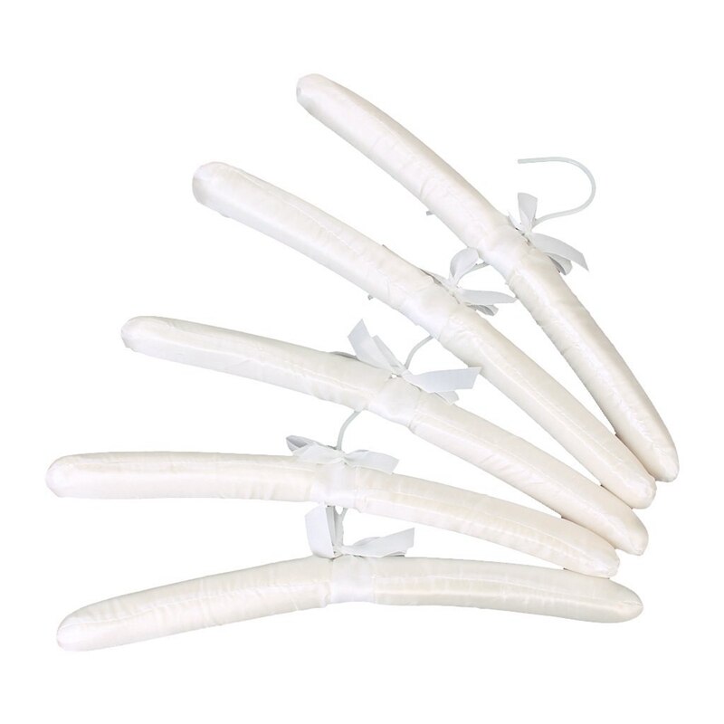 Clothes hanger 5 X White Satin Padded Clothes Hook Hanger Luxury padded satin hangers with wire hooks Satin covering holds even: Default Title
