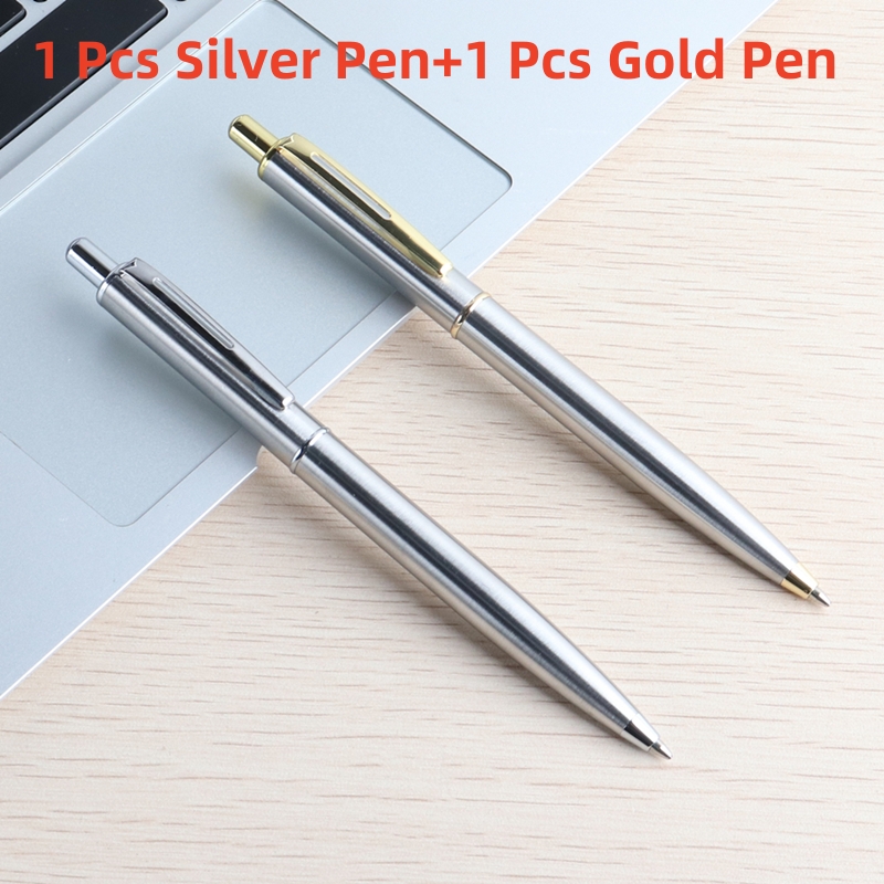 Luxury Metal Ballpoint Pen Writing 0.7mm Black Blue Ink Ball Point Pens Stationery School Office Supplies Business: PURPLE / black