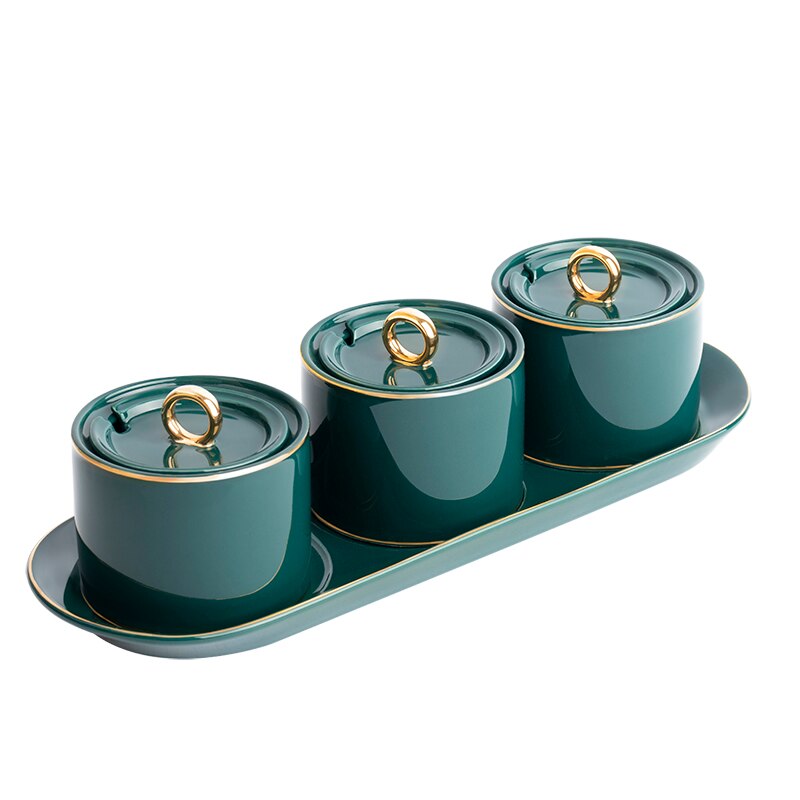 Seasoning box ceramic seasoning jar seasoning can kitchen using Nordic seasoning combination set seasoning bottle salt cans.