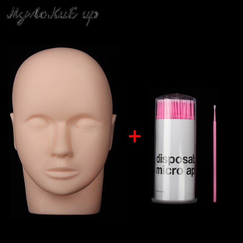 Maniquí de cosmetología 1 Uds., cabeza de entrenamiento para hombre, maniquí de masaje Facial, cabeza plana, cabeza de práctica para extensiones de pestañas, herramienta: model microbrushes