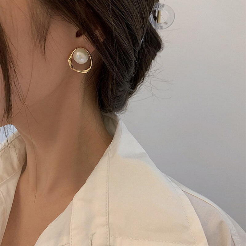 Mode Elegante Geometrische Imitatie Parel Oorbellen Voor Vrouwen Meisjes Eenvoudige Leuke Oorbellen Trendy Koreaanse Sieraden