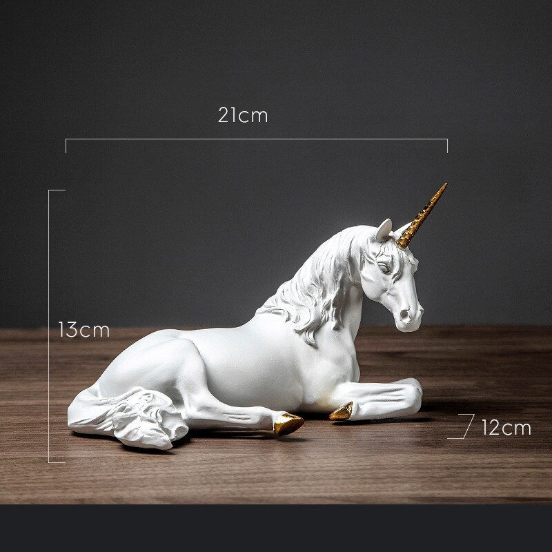 Vilead Nordic Hars Witte Eenhoorn Paard Standbeeld Beeldjes Modern Home Office Decoratie Woonkamer Fairy Garden Decor: A