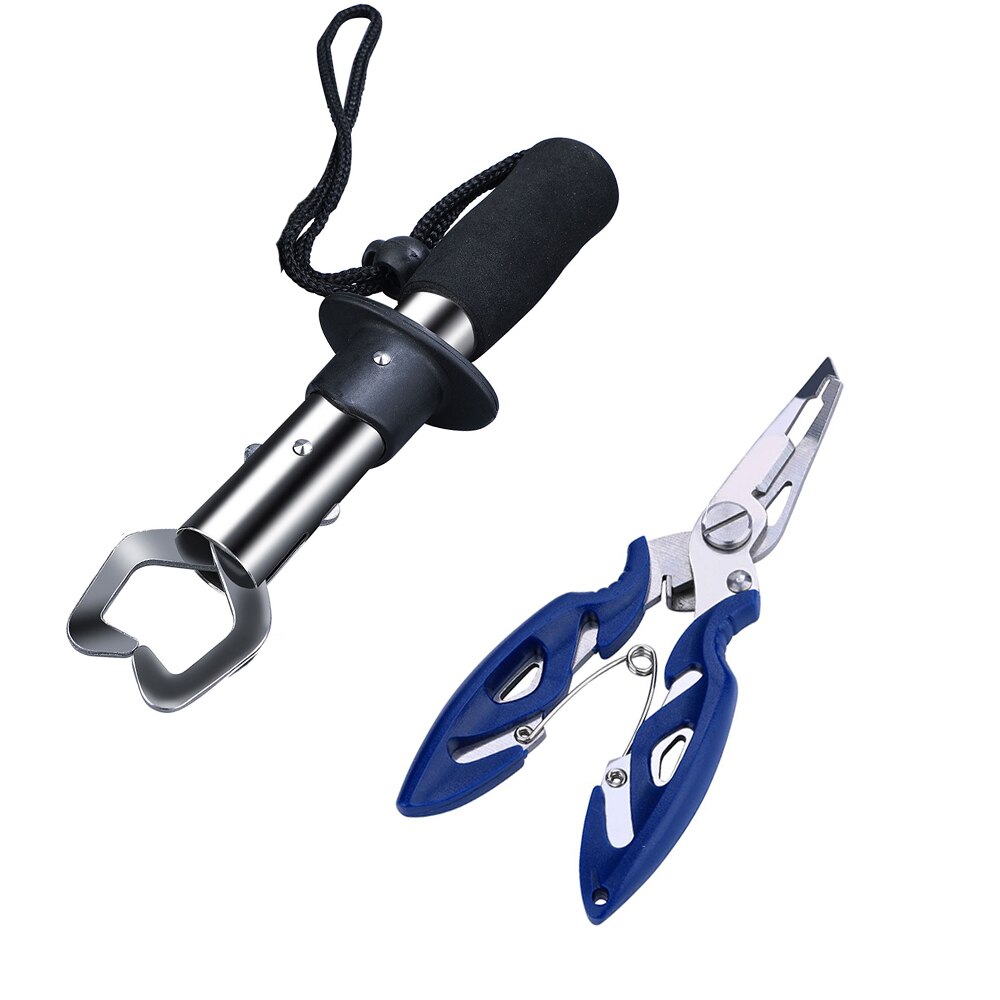 Sougayilang Stainless Steel Fishing Grip Set Control + Multifunction Outdoor Fishing Pliers Fish Tackle Fish Lip Gripper Set: Red
