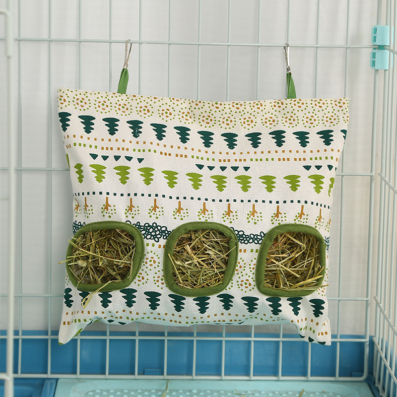 2/3 Gaten Opknoping Hooizak voor Bunny Cavia Kleine Dieren Feeder Konijn Voedsel Dispensers Tas Huisdier Voeden Tas Rack Kooi Gereedschap: SCARLET