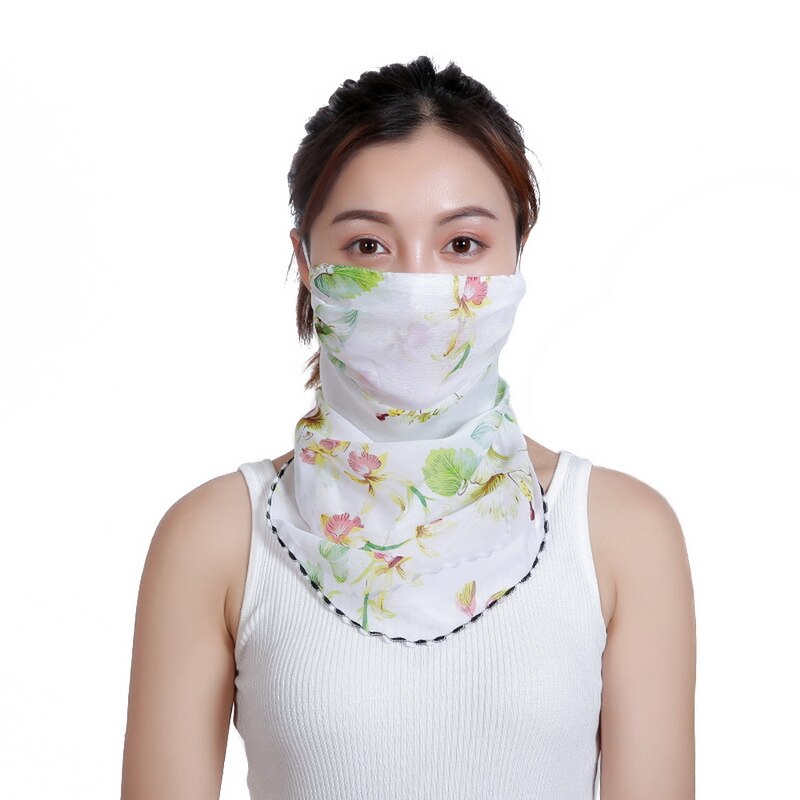 Été Protection solaire masque facial femmes écharpe en mousseline de soie conduite en plein air cyclisme masques parasol cou crème solaire masque soie Mascarillas: 13