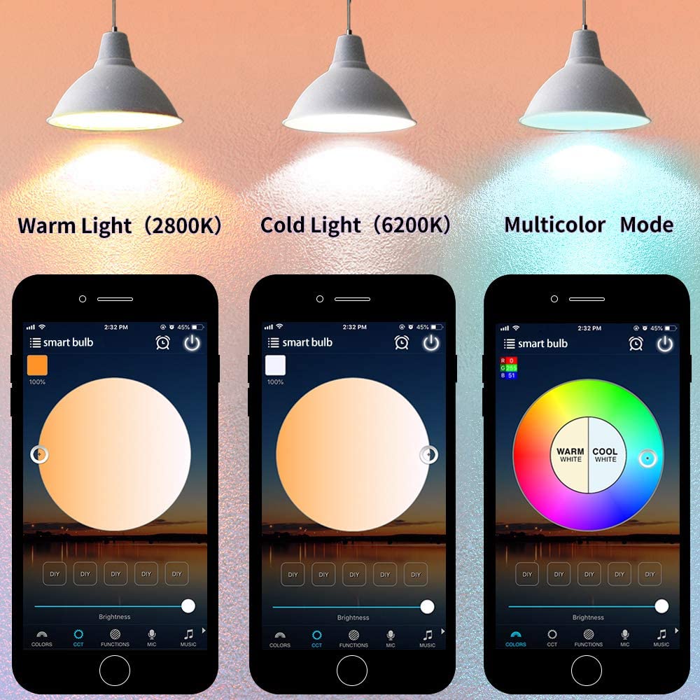 B22 E27 WiFi Smart Led Light Bulb for Chandeliers RGB Dimmable Lamp Control by IR Remote or APP without Wire 220V Lighting