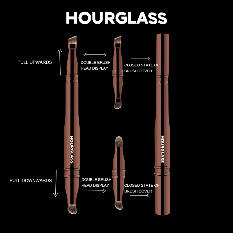 HOURGLASS 4-kops multifunctionele verborgen make-upborstel, voor poederfoundation concealer oogschaduw, goed voor reizen en cadeau