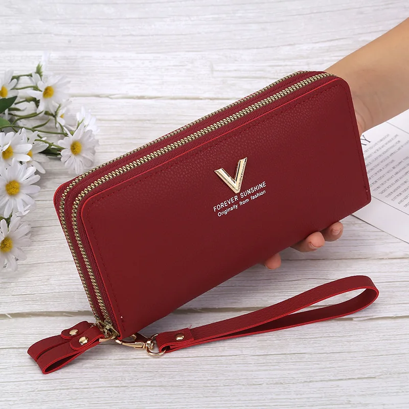 Große Kapazität Reiß verschluss Brieftasche Frauen lange Geldbörse Damen Clutch Umschlag Tasche Pu Leder Handy Multi-Card Geldbörse