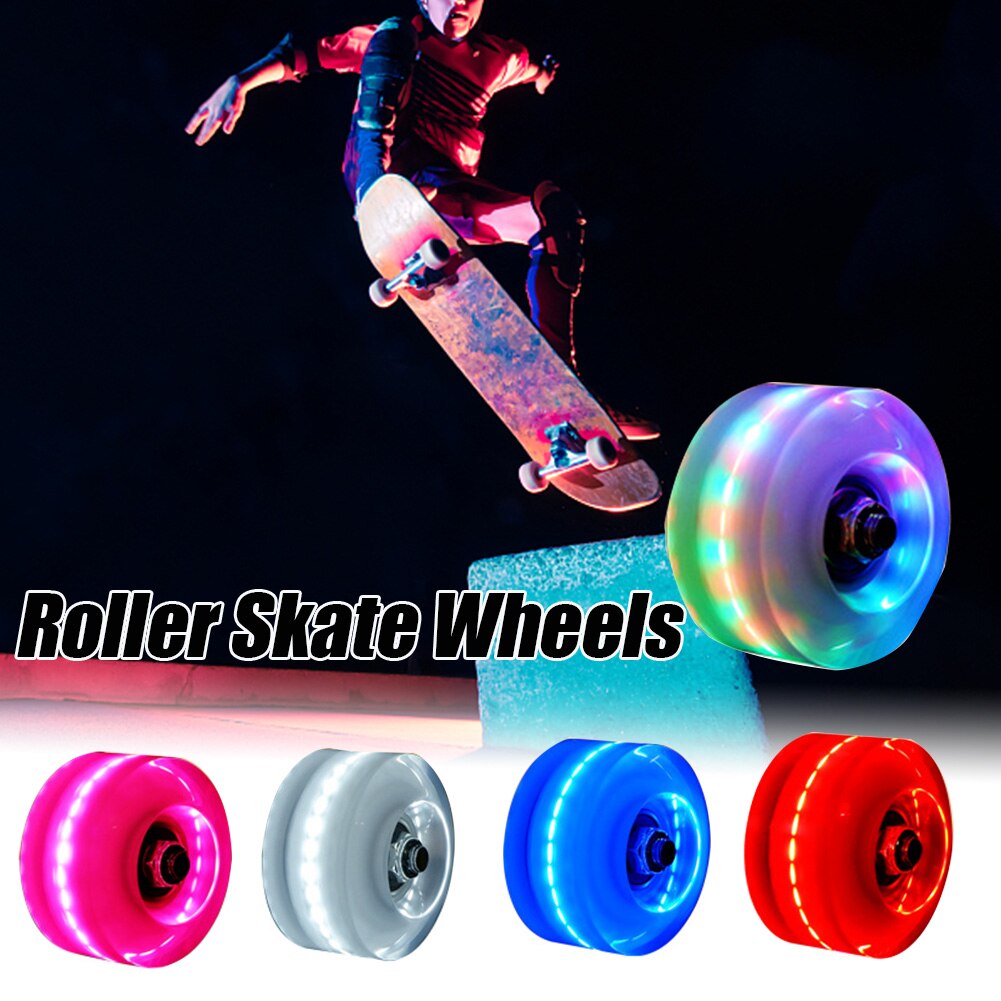 4pcs Roller Skate Wheels Transparent Sliding Double Row For Adults Kids PU With BankRoll Bearings Led Light Up Skating Outdoor