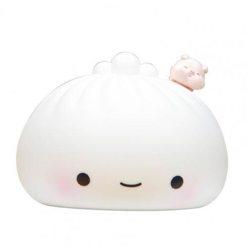 Universal Cartoon Dumpling Night Light Silicone LED Night Light Endurance Quickly Charge Buns Touch Controls Night Light:  Pig