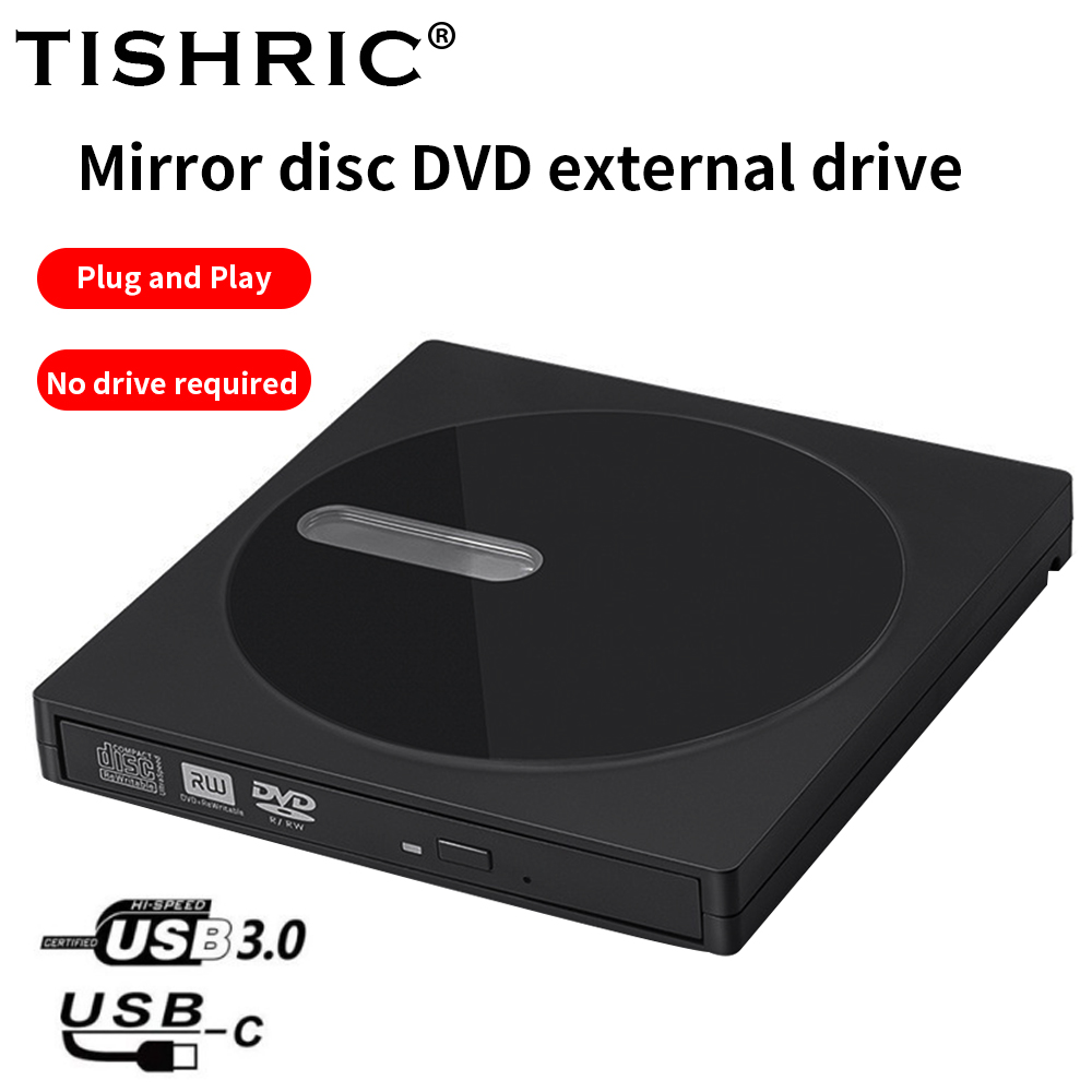 TISHRIC USB Externes DVD-Laufwerk CD-Player Leser DVD-ROM CD-ROM USB3.0/USB2.0/Typ C Externer DVD-Player für PC-Desktop-Computer: Blau