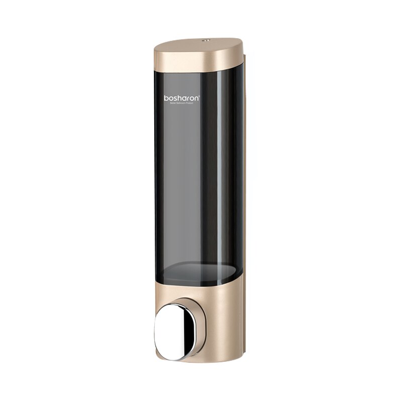 Sæbedispenser vægmonteret manual 3 kammer plastik 300ml transparent hvid badeværelse shampoo dispenser til brusebad hotelkøkken: Guld single