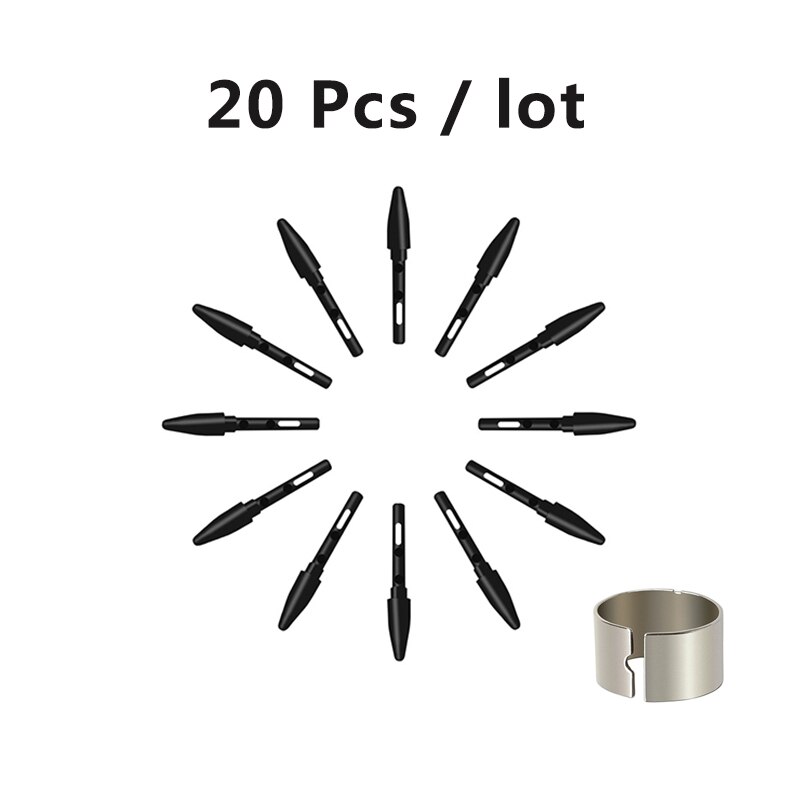 Plumilla negra estándar para HUION UGEE Funtuos Gaomon VIKOO LIJING tabletas Pen (P68/P80), 20 unids/lote: Default Title