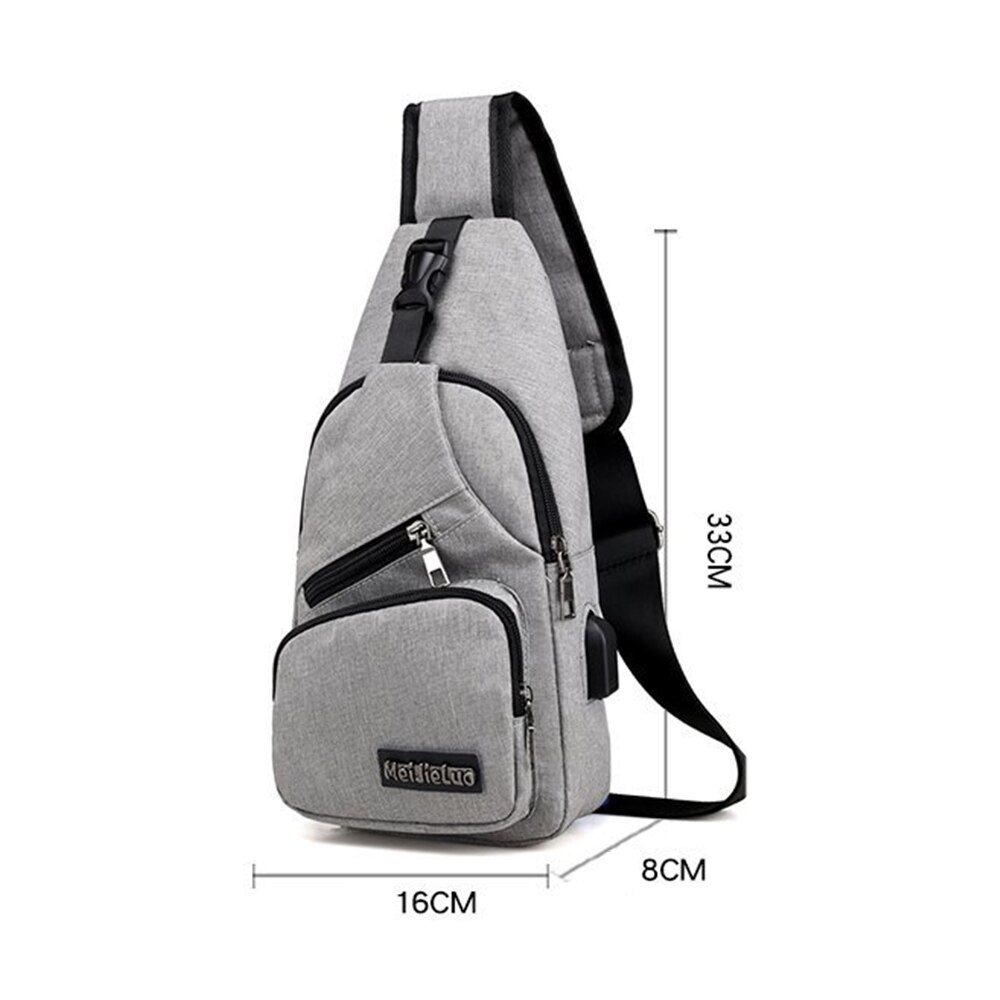 Outdoor Sports Men Chest Bag Large Capacity Waterproof Lightweight Multi Functional Man One Shoulder Bag with USB Interface