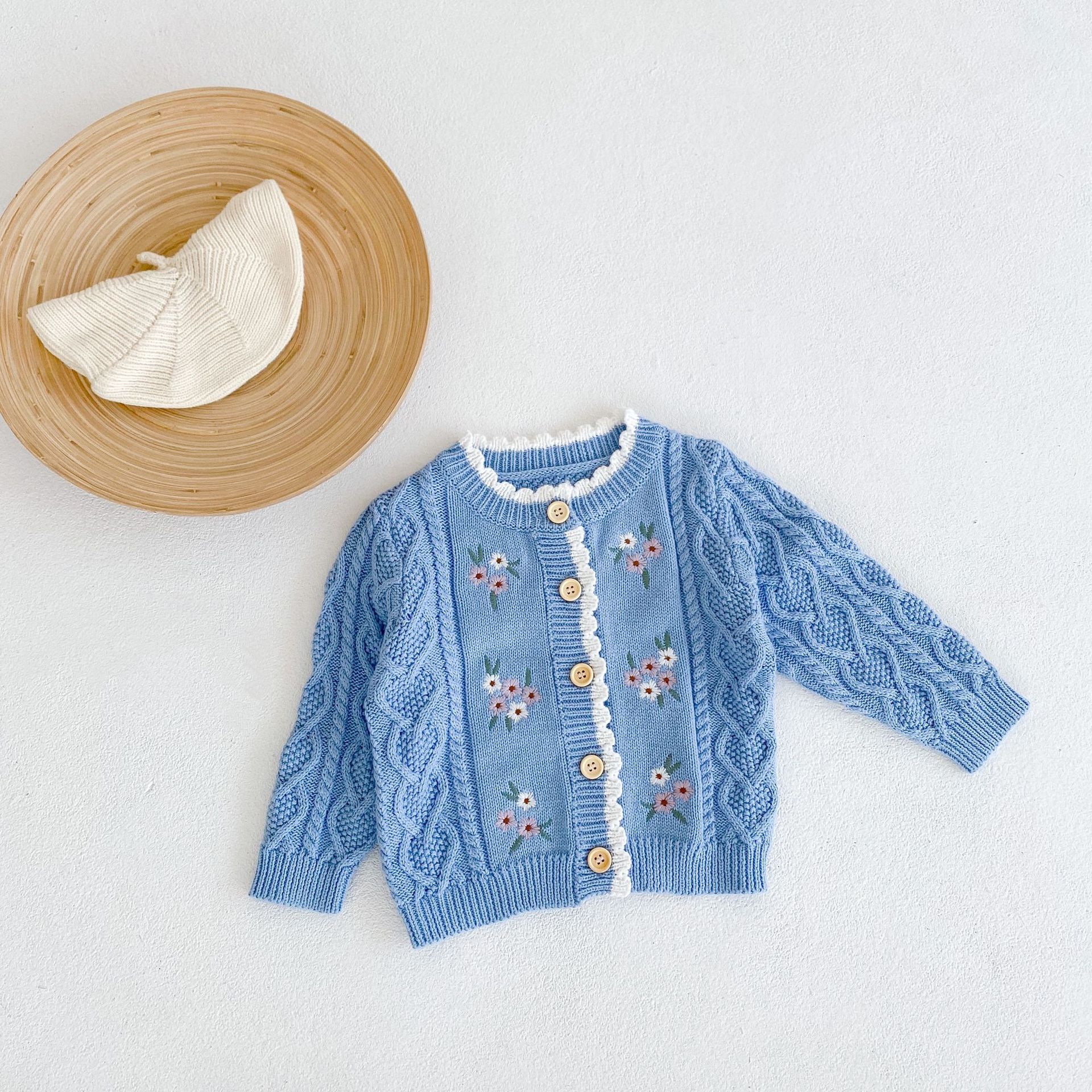 0-24M Pasgeboren Kind Baby Jongens Meisjes Kleding Herfst Winter Warm Bloemen Trui Vest Leuke Gebreide Jas Knitwear kinderen Trui