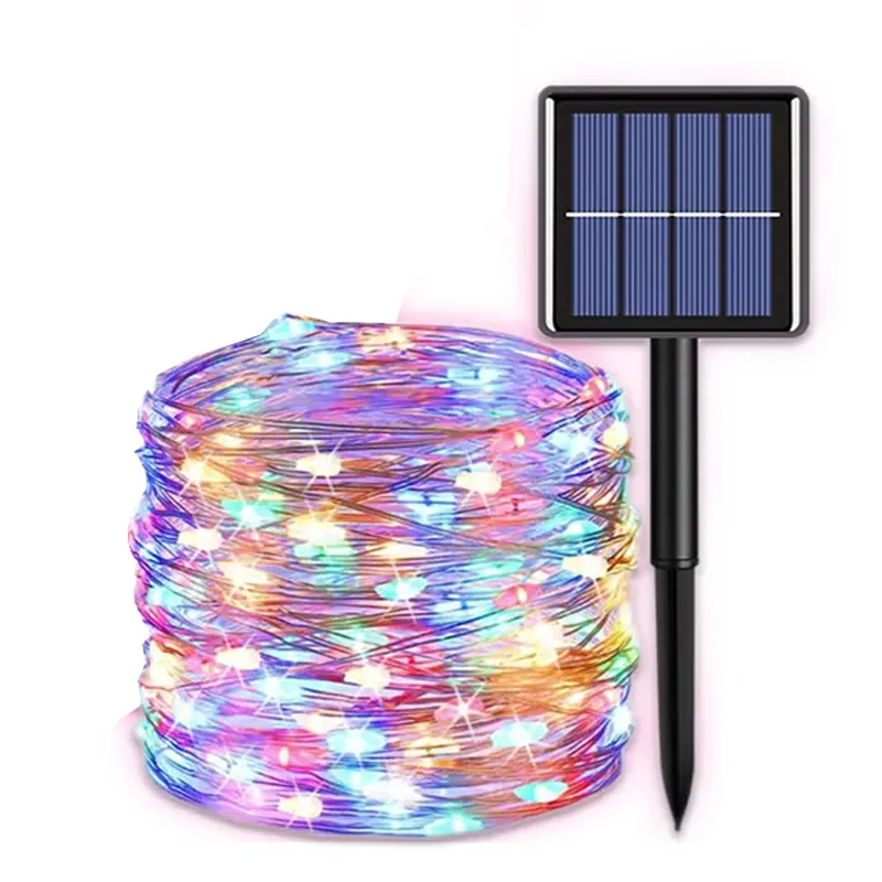 Led Solar Fairy String Lights 8 Modes Christmas Led Light Outdoor Garden Patio Wire Garland Light Christmas Lights Led ligths: moon blue / 16-20W