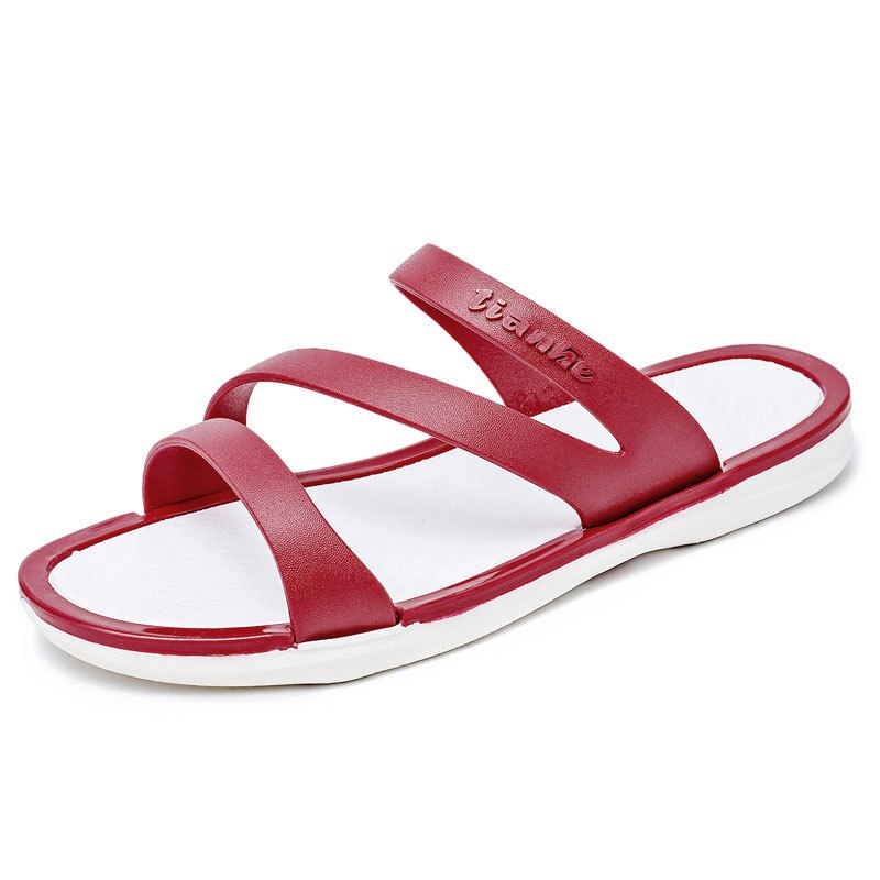 Mhysa dames slippers zomer slip on dames sandalen schoenen casual zachte leren slippers dames flats slippers schoenen: Rood / 7.5