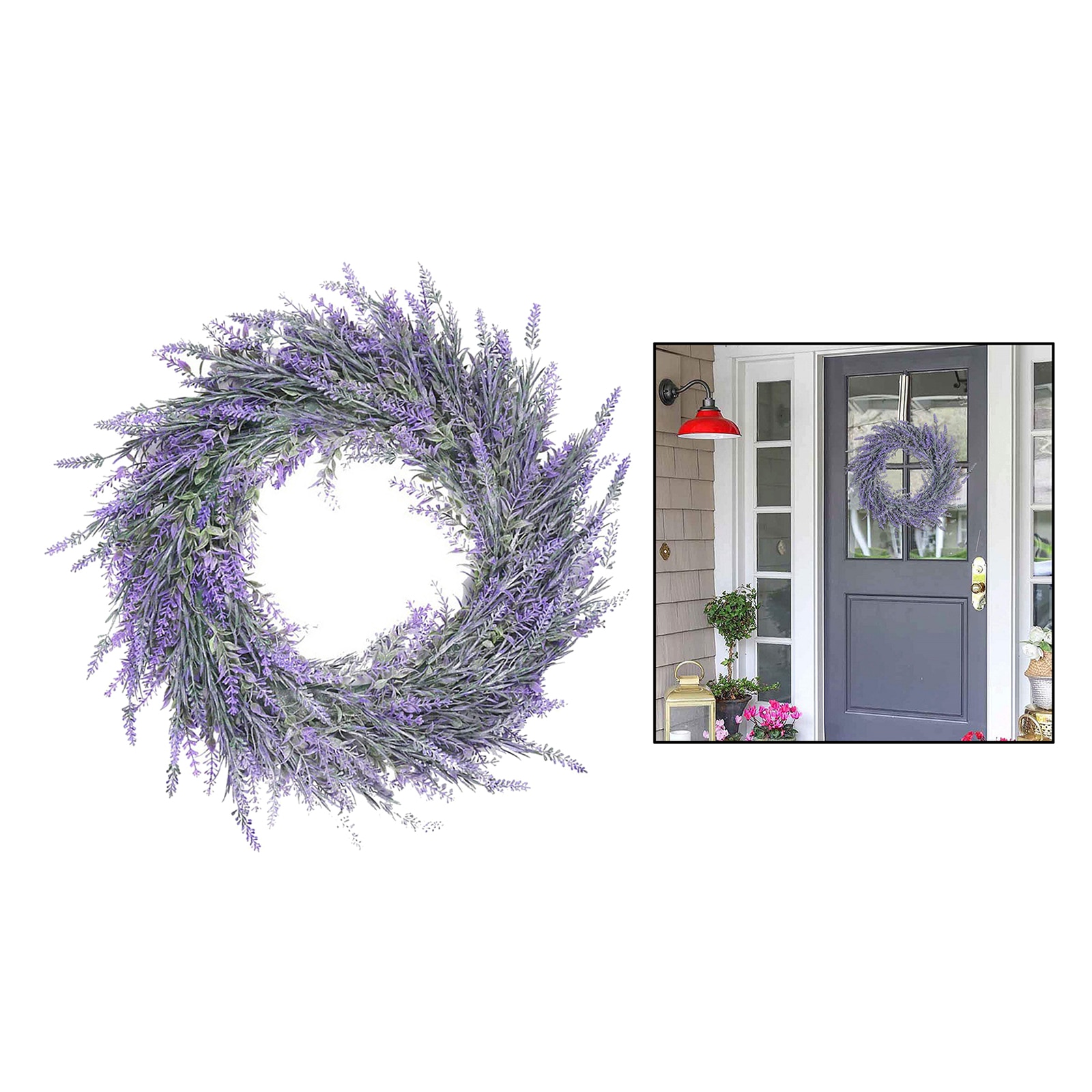 Large Lavender Wreath Base Wreath Flower Farmhouse Garland Wreath Front Door Wall Hanging for Wedding Wreath Home Decor